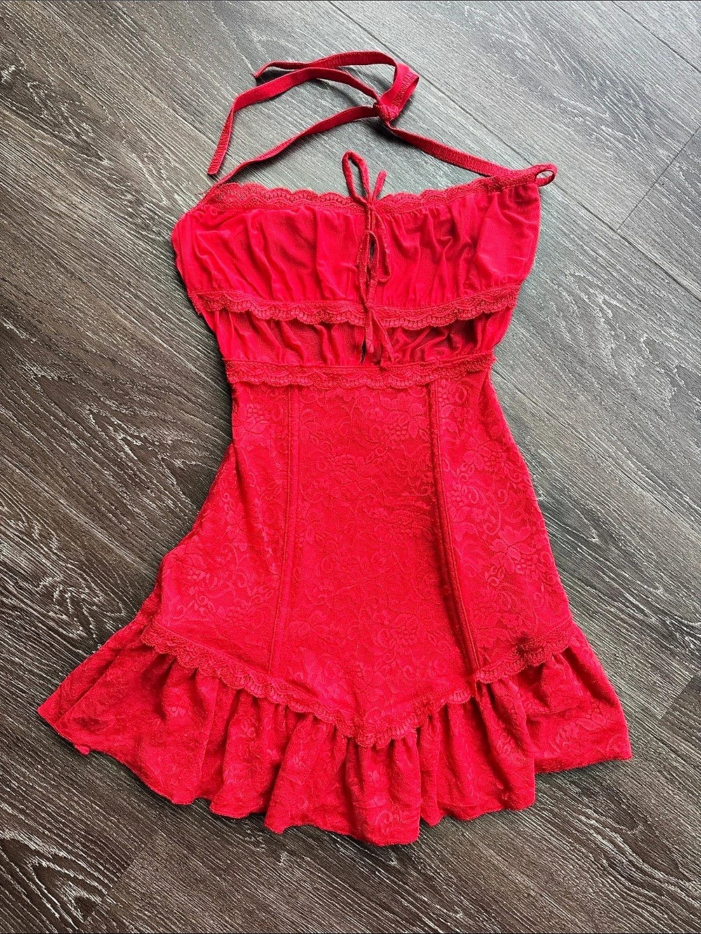 Outcast Floral Lace Mini Dress in Red Size Small